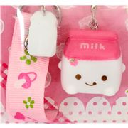 cute pink milk Tetra Pak cellphone charm kawaii