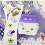 cute purple milk Tetra Pak cellphone charm kawaii