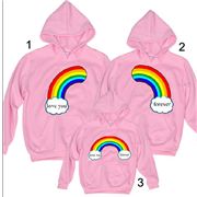 cute rainbow hoodie sweater pink M