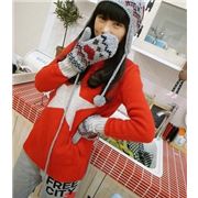 cute red knit-sweater white star Japan kawaii
