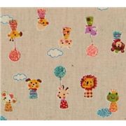 cute small animals dark-beige Kokka canvas fabric Japan