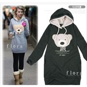 cute teddy bear kawaii hoodie black