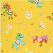 cute unicorn yellow Japanese Kokka Fabric glitter