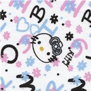 White Kawaii Fabric with Hello Kitty ABC Letters 0,5m
