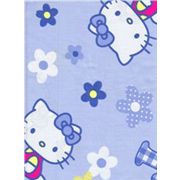 blue kawaii fabric with Hello Kitty and flowers 0.5m