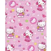 rose kawaii fabric with Hello Kitty and flowers 0.5m
