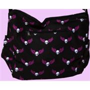 black Canvas bag with skulls & wings