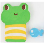 green frog eraser with fish cute kawaii