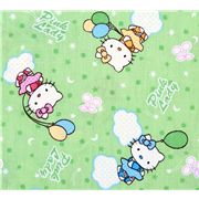 gr�ner kawaii Stoff Hello Kitty und Luftballons