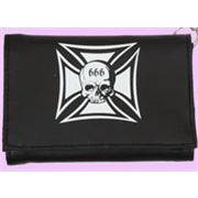 black wallet Iron Cross skull 666