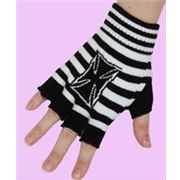 black-white Iron Cross fingerless gloves