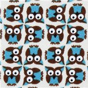 light beige owls Kokka oxford cloth fabric kawaii Japan