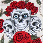 light orange skulls fabric roses thorns