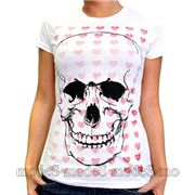 Loungefly white skull & heart rockabilly T-shirt size L