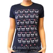 Loungefly blue girly skull rockabilly T-shirt size L
