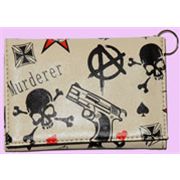 beige wallet with Murderer-Print