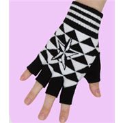 black-white nautical star fingerless gloves