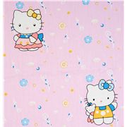 pink Hello Kitty fabric playing with flowers stars