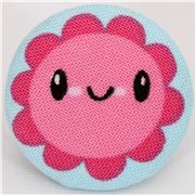pink laughing flower fabric button Robert Kaufman