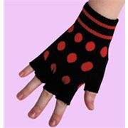 black fingerless gloves with polka dots