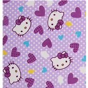 purple kawaii fabric Hello Kitty heads dots 0.5m