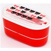 red Phoenix Bento Box black cats with ribbons Lunch Box