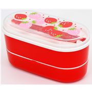 red Phoenix Bento Box strawberries dot Lunch Box kawaii