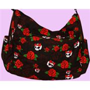 black Canvas bag with skulls & roses