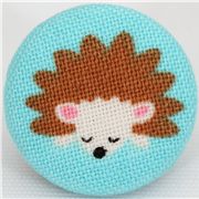 small blue hedgehog button Michael Miller fabric