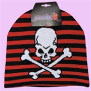 red-black cap with skull & stripes