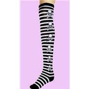 white-black stripes skull Overknees Socks