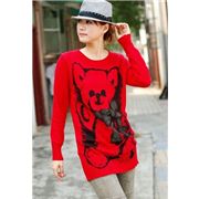 Teddy B�r Strick-Pullover rot mit Glitzer Schleife