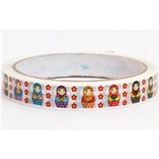white Matryoshka flowers Deco Tape Russian doll