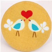 yellow Lovebirds button Michael Miller fabric button