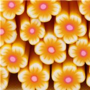 yellow flowers miniature cane clay fimo stick white 5pc