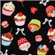 japanischer Cosmo Stoff T�rtchen Makronen schwarz