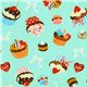Japanese Cosmo fabric cupcakes macaroons light green