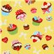 Japanese Cosmo fabric cupcakes macaroons yellow