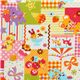 Japanese Cosmo fabric kawaii deer bear elephant orange