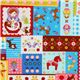 Japanese Cosmo fabric matryoshka kawaii animals blue