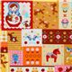 Japanese Cosmo fabric matryoshka kawaii animals orange