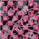 Japanese Cosmo pink checkered fabric glitter skull
