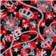 Japanese Cosmo red checkered fabric glitter skull