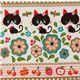 black cat Kokka beige Fabric Japan kawaii half yard