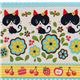 black cat blue Kokka Fabric Japan kawaii half yard