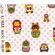 Matryoshka Animals white Kokka Fabric Japan kawaii half yard