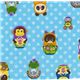 Matryoshka Animals blue Kokka Fabric Japan kawaii half yard