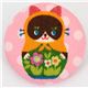 big kitty matryoshka button pink Kokka fabric button