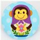 big matryoshka monkey button blue Kokka fabric button