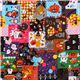 black Halloween fabric animals witches pumpkins kawaii